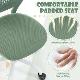 Costway Kids Desk Chair Ergonomic Adjustable Children Study Chair in Green - thumbnail 7