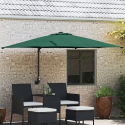 Berkfield Home Patio Umbrella Green Polyester 300 cm x 300 cm Collapsible - thumbnail 1