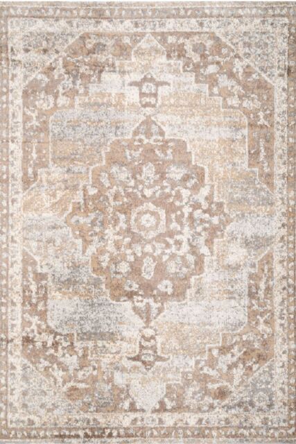 Kukoon Beige Traditional Medallion Bordered Living Area Rug - Size: 60 cm x 240 cm - image 1