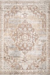 Kukoon Beige Traditional Medallion Bordered Living Area Rug - Size: 60 cm x 240 cm - thumbnail 1