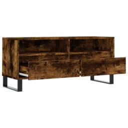 Berkfield Home TV Cabinet Smoked Oak 100x34.5x44.5 cm Engineered Wood in Brown - thumbnail 6