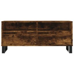 Berkfield Home TV Cabinet Smoked Oak 100x34.5x44.5 cm Engineered Wood in Brown - thumbnail 5
