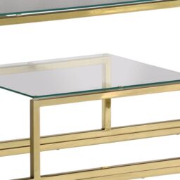 Berkfield Home Console Table Gold Stainless Steel & Tempered Glass - thumbnail 5
