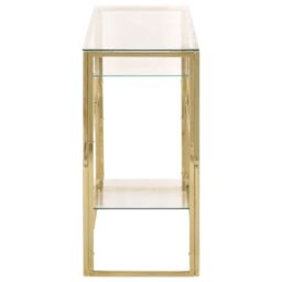 Berkfield Home Console Table Gold Stainless Steel & Tempered Glass - thumbnail 4