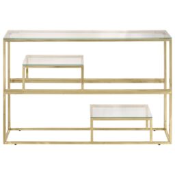 Berkfield Home Console Table Gold Stainless Steel & Tempered Glass - thumbnail 3