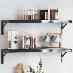 Berkfield Home Shelf Brackets 4 pcs 20x2.5x14 cm Black Stainless Steel