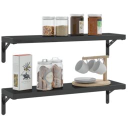 Berkfield Home Shelf Brackets 4 pcs 20x2.5x14 cm Black Stainless Steel - thumbnail 4