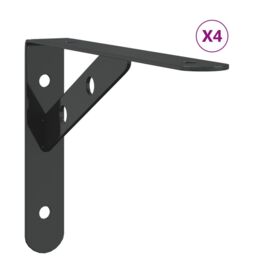 Berkfield Home Shelf Brackets 4 pcs 20x2.5x14 cm Black Stainless Steel - thumbnail 2