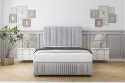 "Comfort Beds The Foxy Naples Divan Base No Drawers - 54"" Headboard-Footboard in Silver - Size: Small Double" - thumbnail 1