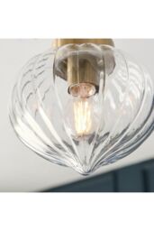 Netlighting Addington Classic Semi Flush Light Polished Nickel Clear Ribbed Glass Shade in Grey - thumbnail 6