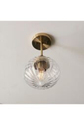 Netlighting Addington Classic Semi Flush Light Polished Nickel Clear Ribbed Glass Shade in Grey - thumbnail 5