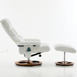 Direct Wicker PU Upholstered 5 Points Massage Recliner with Ottoman Footstool in White - Size: 1 Pack - thumbnail 6