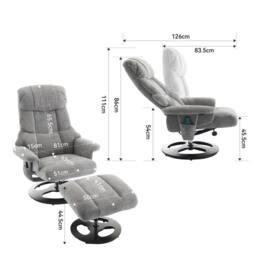 Direct Wicker PU Upholstered 5 Points Massage Recliner with Ottoman Footstool in White - Size: 1 Pack - thumbnail 7