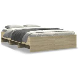 Berkfield Home Durable Bed Frame without Mattress Sonoma Oak 120x200 cm Engineer in Light Brown - Size: Small Double - thumbnail 3