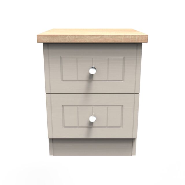 Ready Assembled 2 U Norton 2 Drawer Bedside Cabinet (Ready Assembled) in Taupe - Size: Small - image 1