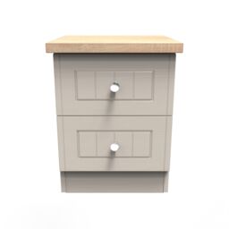 Ready Assembled 2 U Norton 2 Drawer Bedside Cabinet (Ready Assembled) in Taupe - Size: Small - thumbnail 1