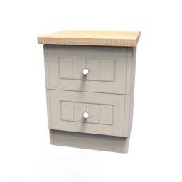Ready Assembled 2 U Norton 2 Drawer Bedside Cabinet (Ready Assembled) in Taupe - Size: Small - thumbnail 3