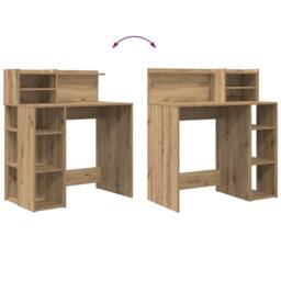Berkfield Home Desk with Storage Artisan Oak 90x48x101.5 cm Engineered wood - thumbnail 9