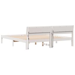 Berkfield Home with LED Strip Lights with Headboard White 200 x 200 cm Wood - thumbnail 7