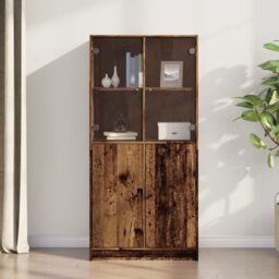 Berkfield Home Highboard with Doors Old Wood 68x37x142 cm Engineered Wood in Brown - Size: 68 x 37 x 142 cm - thumbnail 1