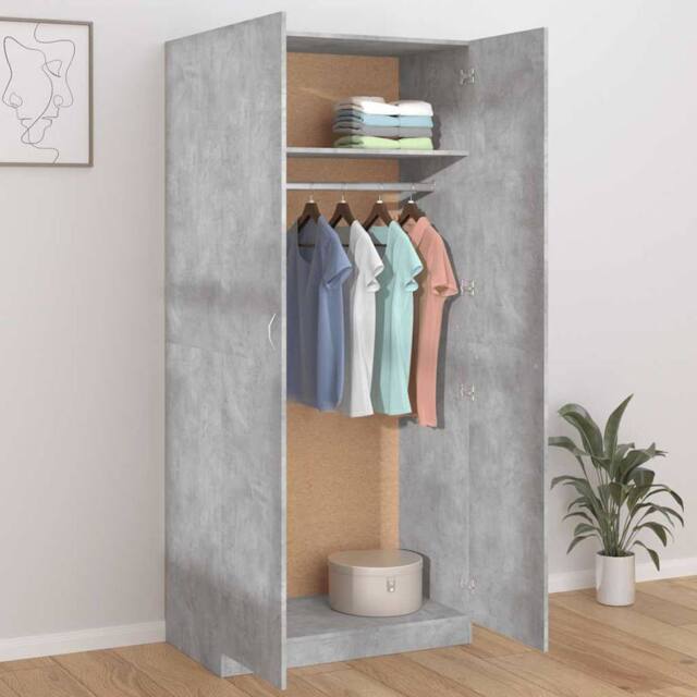 Berkfield Home Wardrobe Concrete Grey 90x52x200 cm Engineered Wood - Size: 90 x 52 x 200 cm - image 1