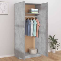 Berkfield Home Wardrobe Concrete Grey 90x52x200 cm Engineered Wood - Size: 90 x 52 x 200 cm - thumbnail 1