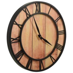 Berkfield Home Wall Clock 39 cm Brown & Black MDF & Iron - thumbnail 3