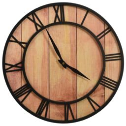 Berkfield Home Wall Clock 39 cm Brown & Black MDF & Iron - thumbnail 2