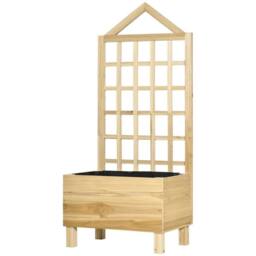 KORVIXA Wooden Planters with Trellis for Vine Climbing in Natural - Size: 100g - thumbnail 1