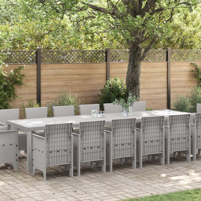 Berkfield Home 15 Piece Garden Dining Set with Cushions Light Grey Poly Rattan - image 1