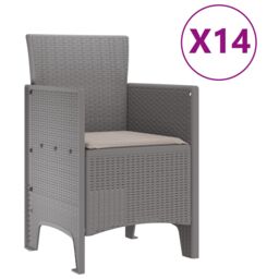 Berkfield Home 15 Piece Garden Dining Set with Cushions Light Grey Poly Rattan - thumbnail 5