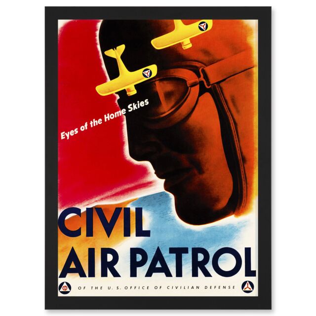 Artery8 Political Military Civil Air Patrol Pilot USA Eyes Of The Home Skies A4 Artwork Framed Wall Art Print in Black - image 1