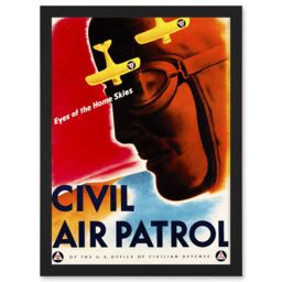 Artery8 Political Military Civil Air Patrol Pilot USA Eyes Of The Home Skies A4 Artwork Framed Wall Art Print in Black - thumbnail 1