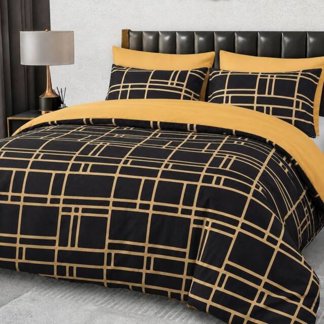 Grace Premium Microfiber Duvet Cover Set Lightweight & Breathable in Gold - Size: Super King - image 1