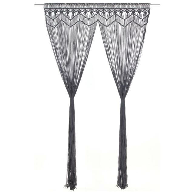 Berkfield Home Macrame Curtain Anthracite 140x240 cm Cotton - image 1