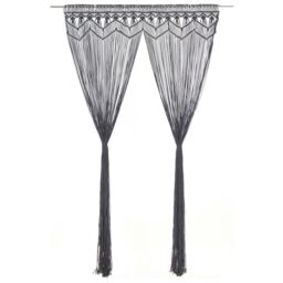 Berkfield Home Macrame Curtain Anthracite 140x240 cm Cotton - thumbnail 1