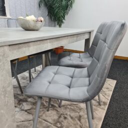 KOSY KOALA Wooden Rectangle Dining Table Set With 4 Grey Velvet Chairs - Dining Room Furniture in Brown - thumbnail 2