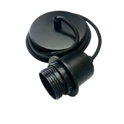 CGC Lighting 'Ada' Black 1.5m adjustable E27 Ceiling Pendant & Matching ceiling Rose - thumbnail 4