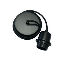 CGC Lighting 'Ada' Black 1.5m adjustable E27 Ceiling Pendant & Matching ceiling Rose - thumbnail 2