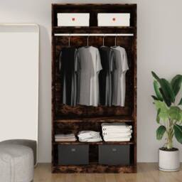 Berkfield Home Wardrobe Smoked Oak 100x50x200 cm Engineered Wood in Brown - Size: 100 x 50 x 200 cm - thumbnail 1