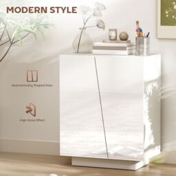 HOMCOM Storage Cabinet for Bedroom High Gloss Sideboard for Living Room Hallway in White - thumbnail 4