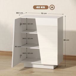 HOMCOM Storage Cabinet for Bedroom High Gloss Sideboard for Living Room Hallway in White - thumbnail 3