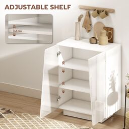 HOMCOM Storage Cabinet for Bedroom High Gloss Sideboard for Living Room Hallway in White - thumbnail 6