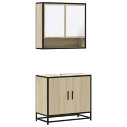 Berkfield Home 2 Piece Bathroom Furniture Set Sonoma Oak Engineered Wood in Brown - thumbnail 2