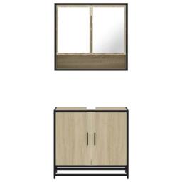 Berkfield Home 2 Piece Bathroom Furniture Set Sonoma Oak Engineered Wood in Brown - thumbnail 5