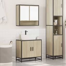 Berkfield Home 2 Piece Bathroom Furniture Set Sonoma Oak Engineered Wood in Brown - thumbnail 3