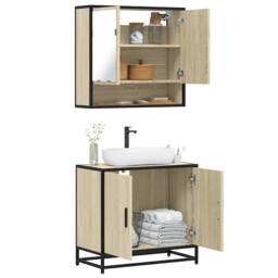 Berkfield Home 2 Piece Bathroom Furniture Set Sonoma Oak Engineered Wood in Brown - thumbnail 1