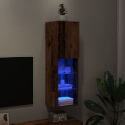 Berkfield Home TV Cabinet with LED Lights Old Wood 30.5x30x102 cm in Brown - thumbnail 1