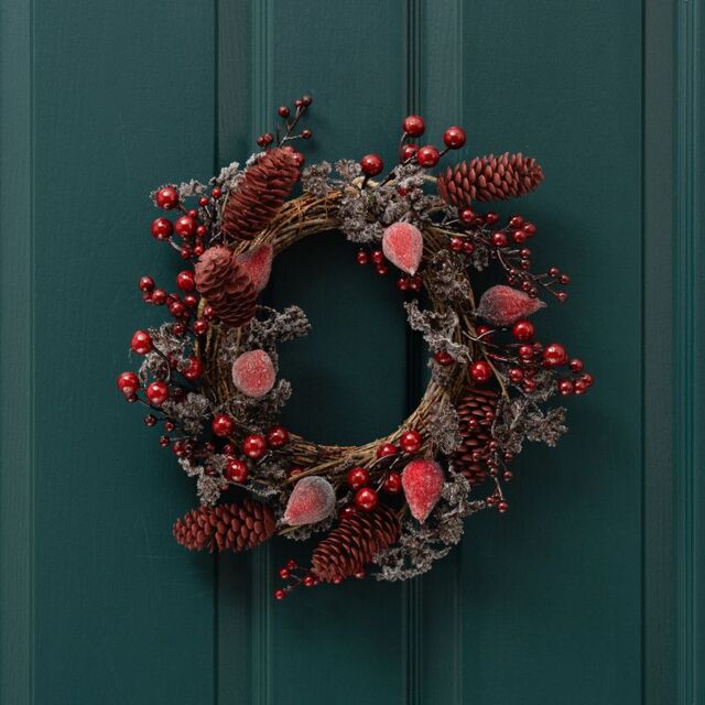 Scottish Everlastings Ltd 35cm Berry & Pine Cone Wreath in Red - image 1