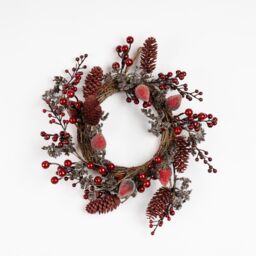 Scottish Everlastings Ltd 35cm Berry & Pine Cone Wreath in Red - thumbnail 2